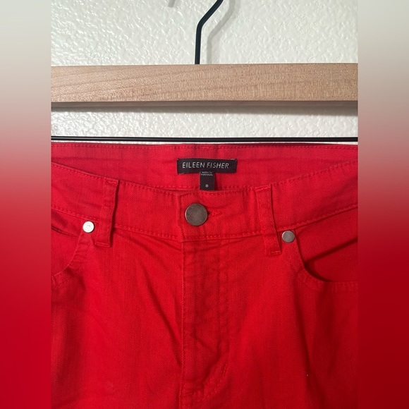 Eileen Fisher Fire Red organic Cotton straight leg jean size 8 - Picture 3 of 5